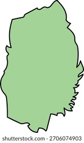 Green silhouette map of Iwate Prefecture in Japan shown as a simple isolated vector shape
