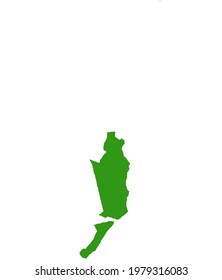 Green silhouette of map of Jeffreys Bay in South Africa
