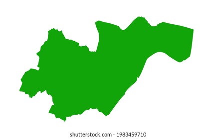 Silueta verde de un mapa de Kampong Cham en Camboya