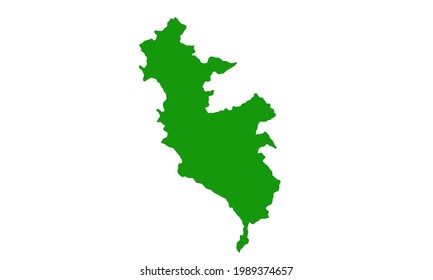Green silhouette map of Lima in Peru