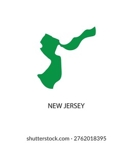 Green silhouette map of New Jersey on a light background, simple geographic state illustration.