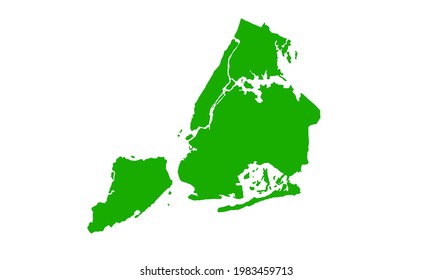 Green silhouette of map of New York City in USA