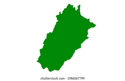 Green Silhouette Of Map Of Punjab State In India On White Background