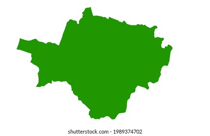 Green silhouette map of Surakarta city in central java