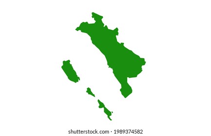 green silhouette map of West Sumatra Province in Indonesia