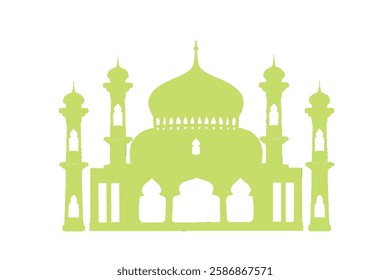 green silhouette of the mosque building without background