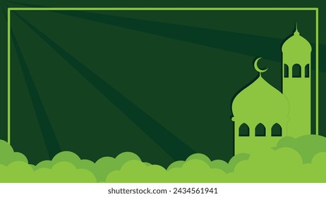 Green silhouette mosque islamic background