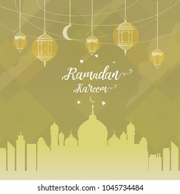 Green Silhouette Mosque Ramadan Kareem