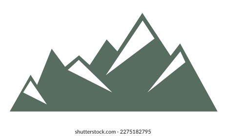 Green silhouette of mountains peaks landscape banner panorama illustration adventure travel icon vector for logo, isolated on white background