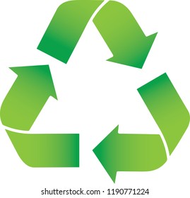 green silhouette recycling symbol with gradient arrows vector