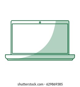 green silhouette shading laptop computer tech device