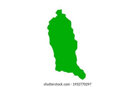 Green silhouette of Temburong District map in Brunei Darussalam on white background