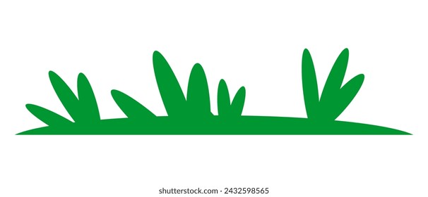 Green silhouettes of grass. Cartoon grass in flat style. Bushes illustration. Vector illustration isolated on white background.	