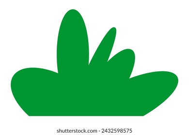 Siluetas verdes de hierba. Hierba de dibujos animados en estilo plano. Ilustración de casquillos. Ilustración vectorial aislada sobre fondo blanco.	