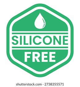 Green Silicone Free isolated hexagonal stamp sticker with Drop icon vector illustration