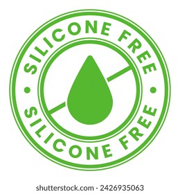 Green Silicone Free isolated round stamp sticker with Cross Drop icon vector illustration