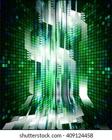 green silver abstract hi speed internet technology background illustration. eye scan virus computer. vector.