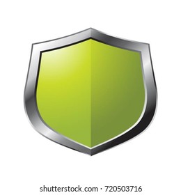 green & silver color shiny shield-vector drawing