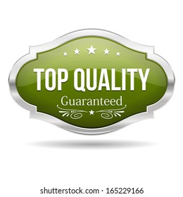 Green silver top quality badge