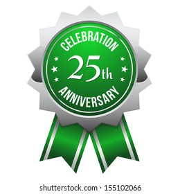 Green silver twenty-five year anniversary badge