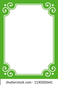 Green simple border frame book cover vector vintage background poster