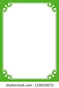 Green simple border frame book cover vector vintage background poster