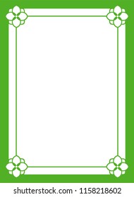 Green simple border frame book cover vector vintage background poster