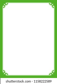 Green simple border frame book cover vector vintage background poster
