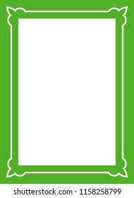 Green simple border frame book cover vector vintage background poster