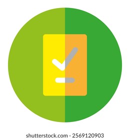 Green Simple checklist icon representing confirmation, completion, or approval, ideal for UI designs or task management.