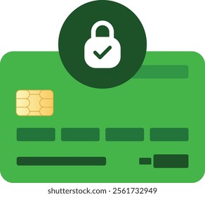 Green Simple Debit Card with Lock Icon