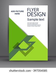 Green simple flyer with geometric planes.