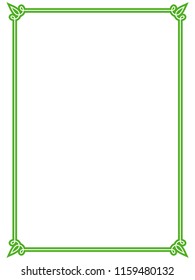 Green simple line border frame vector vintage