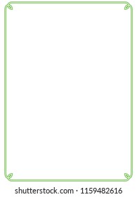 Green simple line border frame vector vintage