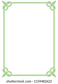 Green simple line border frame vector vintage