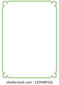 Green simple line border frame vector vintage
