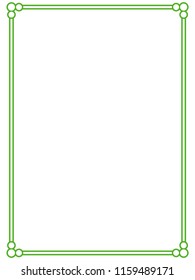 Green simple line border frame vector vintage