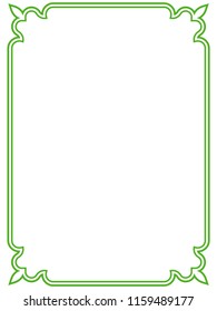 Green simple line border frame vector vintage