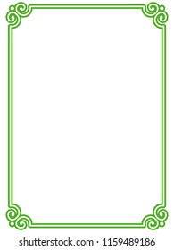 Green simple line border frame vector vintage