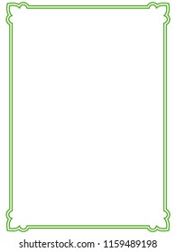 Green simple line border frame vector vintage