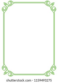 Green simple line border frame vector vintage