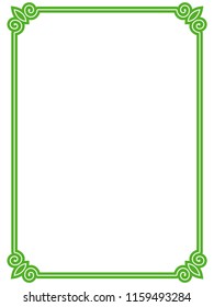 Green simple line border frame vector vintage