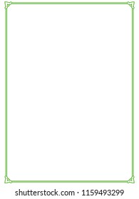 Green simple line border frame vector vintage