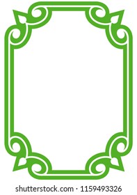 Green simple line border frame vector vintage