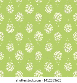 Green simple monochrome vector artichoke flower seamless texture pattern background. Surface pattern design for fabric, paper, backgrounds