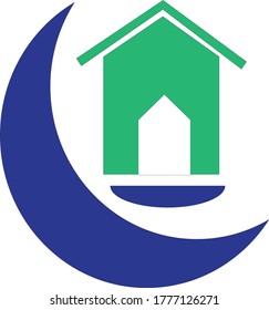 Casa verde simple e inteligente. diseño plano