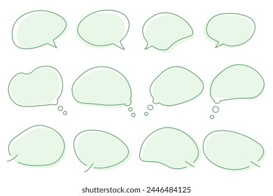 Green simple speech bubble set.