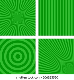 Green simple striped background set - vector version