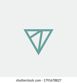 Green simple triangle geometric trendy company business abstract line art logo design icon