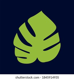 Green Simple Vector Monstera Leaf Icon